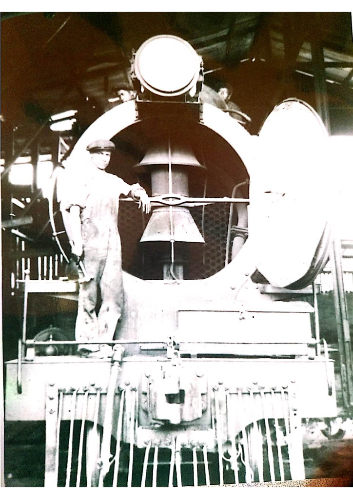 The submitter’s paternal grandfather, Luis Alejandro Guerrón, in front of steam train No. 3 (Ibarra, Ecuador) in 1929.